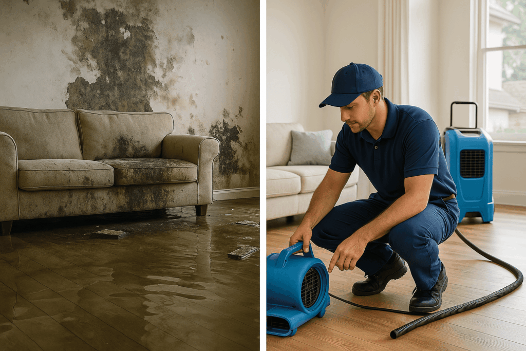 flood damaged house requiring water damage restoration in perth