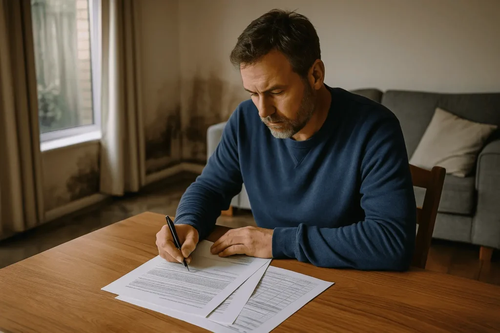 Perth homeowner reviewing flood insurance after water damage