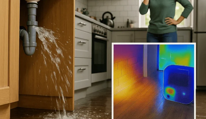 Technician inspecting water damage at a Perth property