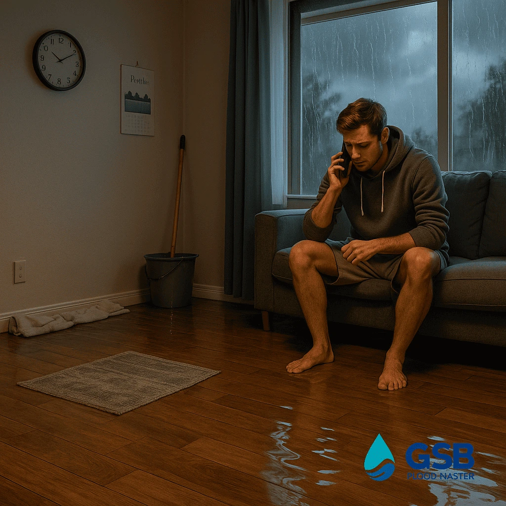 calling flood damage restoration team for damaged floor